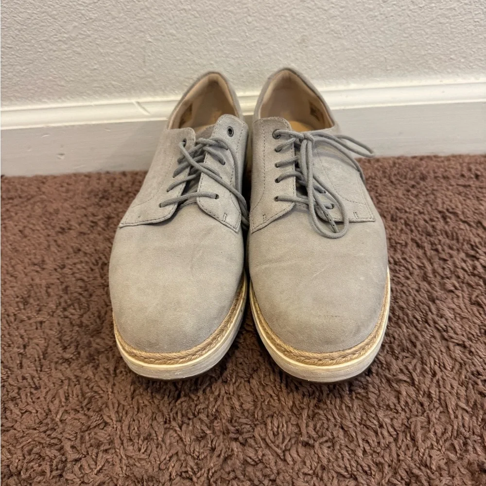 Clarks Teadale Rhea Oxfords Light Grey Suede Shoes Size 10 - Picture 3 of 11